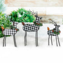 Woodland Storybook Garden Statue, Metal Statue, Checkered Deer, Set of 3