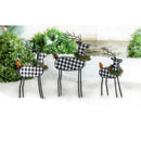 Woodland Storybook Garden Statue, Metal Statue, Checkered Deer, Set of 3