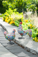Resin Rooster/Hens Statuary Set of 2,phc272