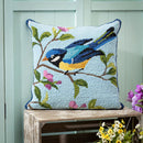 Indoor/Outdoor  Hooked Polypropylene Birds in Branches Throw Pillow 18"x18"