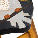 Hand-Carved Acacia Wood Owl Footstool