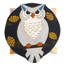 Hand-Carved Acacia Wood Owl Footstool