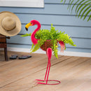 Tropical Oasis Planter, Metal Flamingo with Coco Insert, 25.7"H