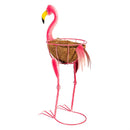 Tropical Oasis Planter, Metal Flamingo with Coco Insert, 25.7"H