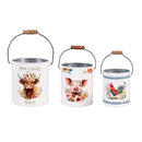 Hillside Pasture Planter, Metal Bucket Planter, Nested Set of 3