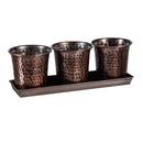 Petal and Plow Planter, Hammered Metal Planter on Oval Tray, Set of 3