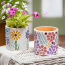 Cottage Garden Planter, Floral Mosaic, 4.5", Asst of 2