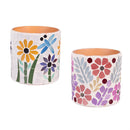 Cottage Garden Planter, Floral Mosaic, 4.5", Asst of 2