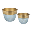 Blue Coastal Planter, Metal with Raised Dots, Nested Set of 2