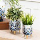 VivaStyle Gilded Meadow Planter with Gold Feet, Planter with Stand, Set of 2