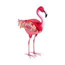 Tropical Oasis Planter, Metal Floral Flamingo, 16"