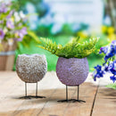 Bunny Blooms Planter, Metal, Egg Shell with Feet Planter, Asst of 2