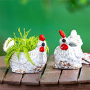 Petal & Plow Planter, Ceramic, Hen, 5", Asst of 2