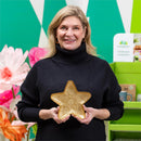 Heartfelt Cheer Plate Glass Star Shape, Gold, 8"