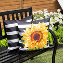 Striped Sunflowers Pillow Cover