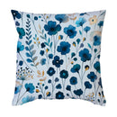 VivaStyle Gilded Meadow Pillow, Blue WIldflowers,18"x18"