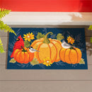 Harvest Blossom Welcome Friends of Fall PVC Mat, Cardinal On Pumpkin, 28"x16"
