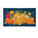 Harvest Blossom Welcome Friends of Fall PVC Mat, Cardinal On Pumpkin, 28"x16"