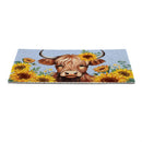 Harvest Blossom Highland Cow and Sunflowers PVC Mat, 28"x16"