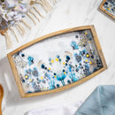 VivaStyle Gilded Meadow Serveware, Wood Serving Tray with Handles,15"L