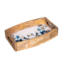 VivaStyle Gilded Meadow Serveware, Wood Serving Tray with Handles,15"L