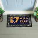 Red White & Bloom Flocked Coir Sassafras Switch Mat, "Wild & Free", 22"x10"