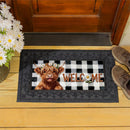 Floral Highland Cow Plaid Sassafras Switch Mat