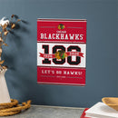 Chicago Blackhawks, 100 Anniversary Metal Wall Sign, 11.5" x 15.5"
