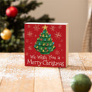 Twas The Night Nostalgia Christmas Tree Sign Wood Block, "We Wish You A Merry Christmas", 6"x6"