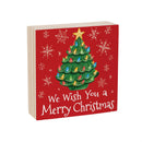 Twas The Night Nostalgia Christmas Tree Sign Wood Block, "We Wish You A Merry Christmas", 6"x6"