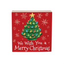 Twas The Night Nostalgia Christmas Tree Sign Wood Block, "We Wish You A Merry Christmas", 6"x6"
