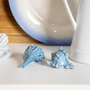 Blue Coastal Salt and Pepper Shaker Ceramic Conch Shell, Set of 2