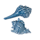 Blue Coastal Salt and Pepper Shaker Ceramic Conch Shell, Set of 2