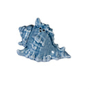 Blue Coastal Salt and Pepper Shaker Ceramic Conch Shell, Set of 2