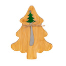 Shades of Emerald Serveware Wood Tree Shape with Metal Spreader Set