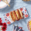 Red, White, & Bloom Serveware Rectangular Melamine Platter with Spreader, Set of 2