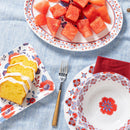 Red, White, & Bloom Serveware Rectangular Melamine Platter with Spreader, Set of 2