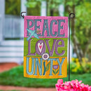 Peace Love Unity Suede Garden Flag