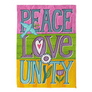Peace Love Unity Suede Garden Flag