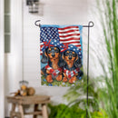 Patriotic Dachshund Duo Suede Garden Flag