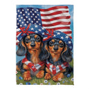 Patriotic Dachshund Duo Suede Garden Flag