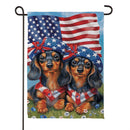 Patriotic Dachshund Duo Suede Garden Flag
