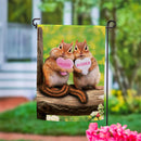 Valentine Chipmunks Suede Garden Flag