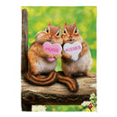 Valentine Chipmunks Suede Garden Flag