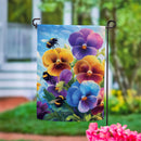 Pansies & Bees Suede Garden Flag