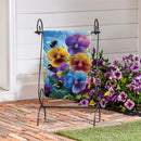 Pansies & Bees Suede Garden Flag