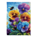 Pansies & Bees Suede Garden Flag