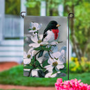 Grosbeak On Dogwood Suede Garden Flag