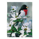 Grosbeak On Dogwood Suede Garden Flag
