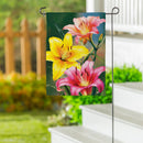 Colorful Daylily Suede Garden Flag
